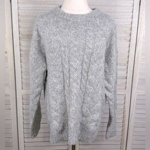 PRIMARK Oversized Cableknit Crewneck Sweater Gray-Medium